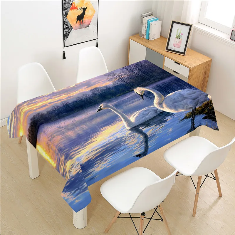 

Скатерть в виде лебедя из полиэстера, прямоугольный столик для отеля и пикника, декоративное украшение для обеденного стола