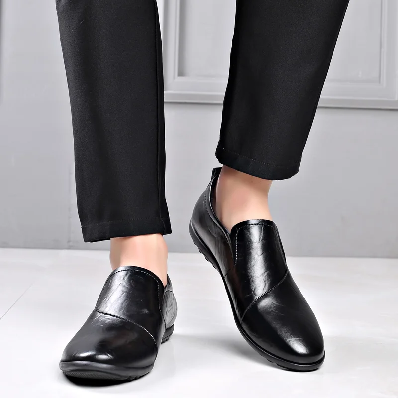 Туфли без шнуровки из натуральной кожи для вождения Мокасины Мужская обувь |