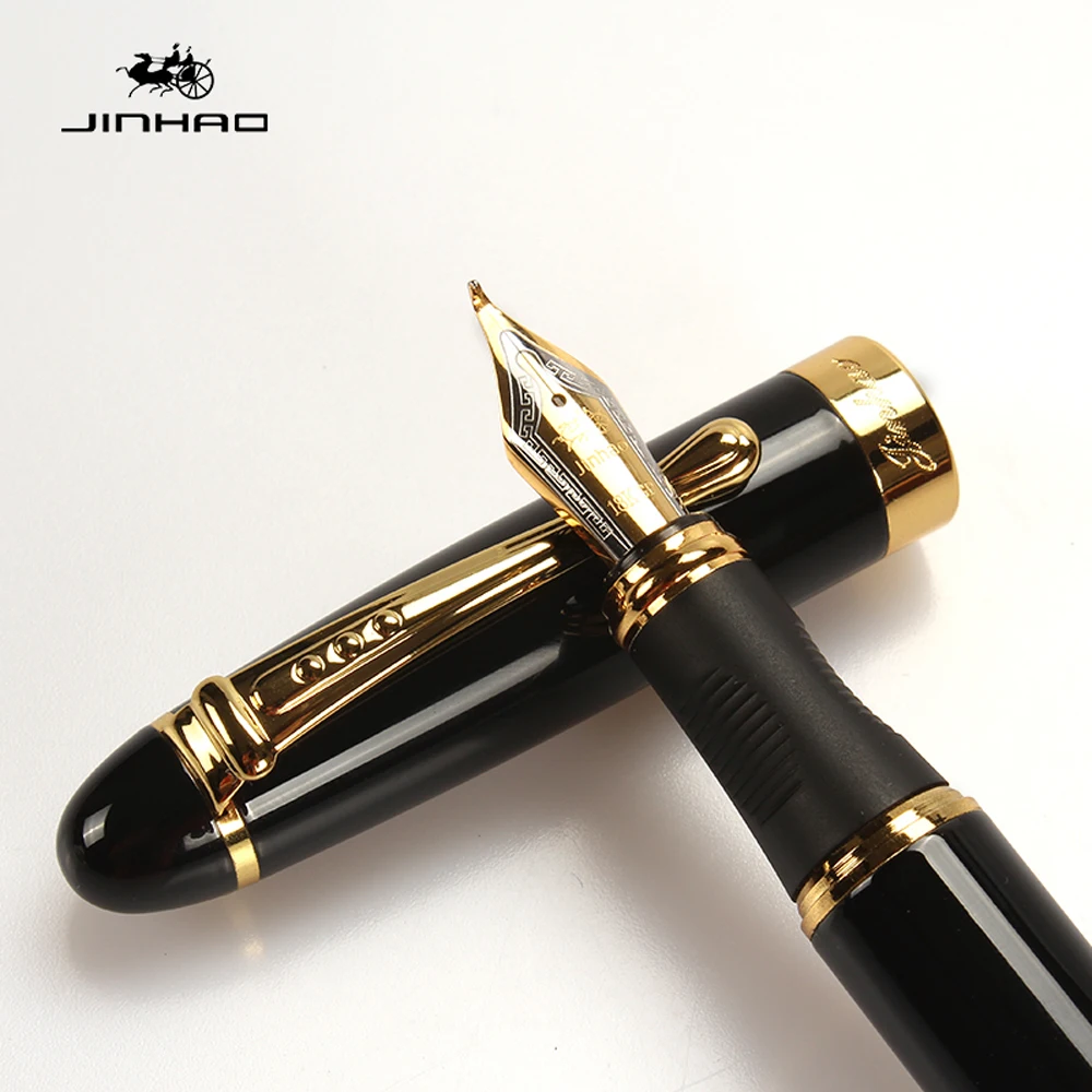 Ручка перьевая JINHAO X450 металлическая золотистая Канцтовары молочного и белого