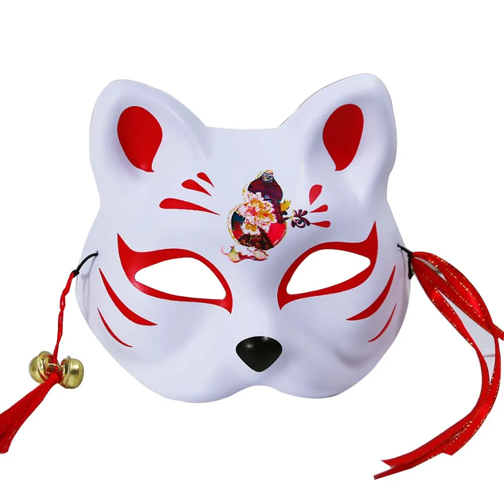 Новый Забавный Лотос лиса Половина лица для женщин и мужчин Косплей колокольчики