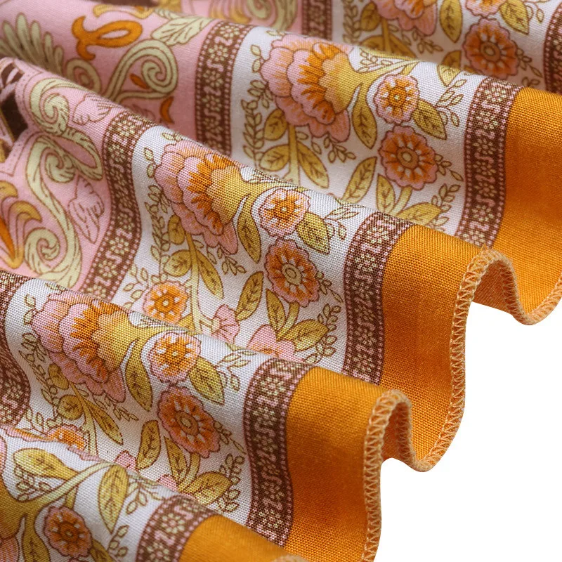 

Floral Sling Dress Women 2021 Summer New Fashion Elegant Bohemian V-neck Slim Yellow Long Dresses Feminina LR1233