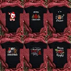 Рождественское боди для новорожденных мальчиков и девочек, рождественские комбинезоны с коротким рукавом, праздничный комбинезон для маленьких мальчиков и девочек, одежда