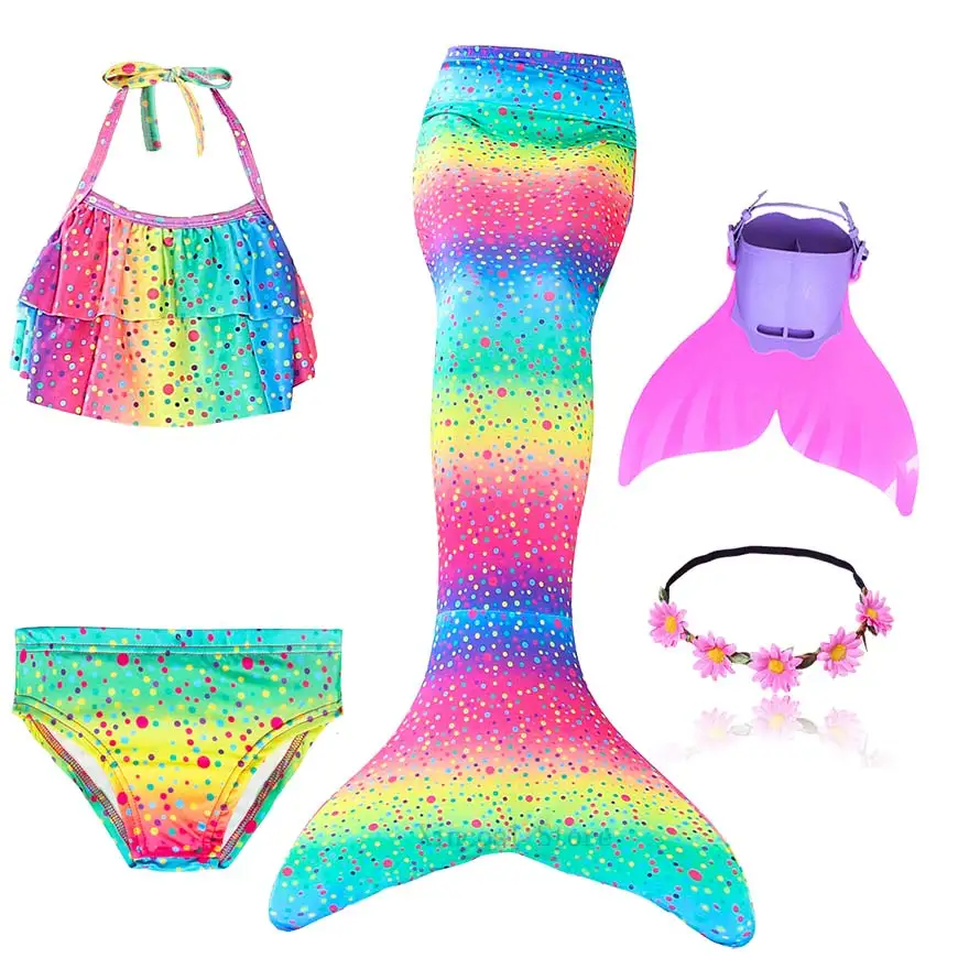 Package 2 Fancy NEW the Little Mermaid Tail with Garland or With Monofin Swimsuit for Kids Girls swimmable Bathing Suit Mermaid Costume - Цвет: Package 2