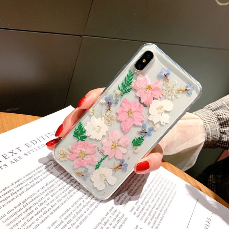 Чехол для iPhone 11 Pro XS Max 6 6S 7 8 Plus X XR прозрачный с зелеными листьями и розовыми