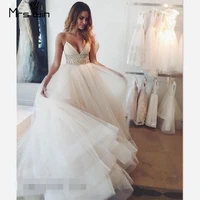 mrs win wedding dress elegant crystal bridal beach dresses spaghetti strap wedding gowns plus size tulle vestido de novia hr011