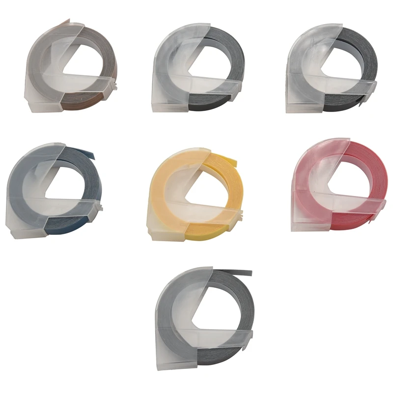 

7Pcs Embossing Tape Self-Adhesive 3D Plastic 9mm x 3.0m Label Maker Tape Compatible with Dymo Junior Label Maker