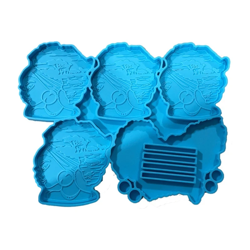 

Afro Female Rolling Tray Epoxy Resin Mold African Goddess Fruit Plate Silicone Mould DIY Crafts Jewelry Casting Tool