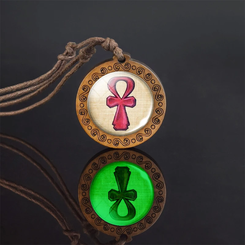 Светящееся древнеегипетское деревянное ожерелье Фараона Ретро Сфинкс анубисов