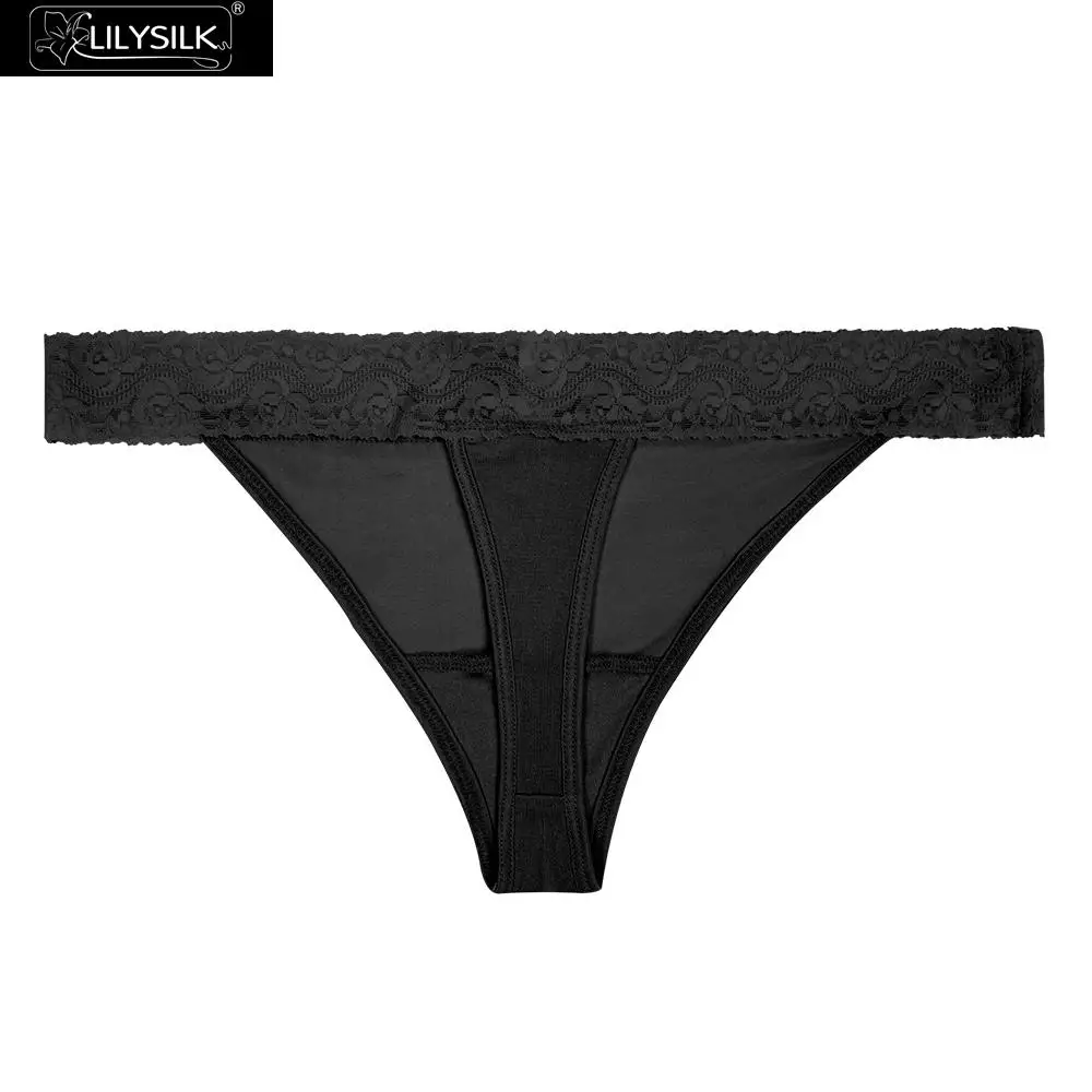 LilySilk кружевные шелковые трусы-бикини со средней талией трусики женское нижнее