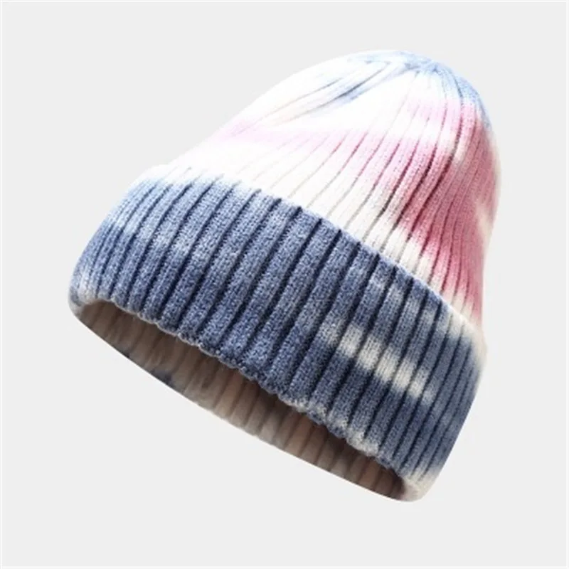 

Pullover hat autumn winter outdoor Tie dye warm Plush hat pointed hat curled women's