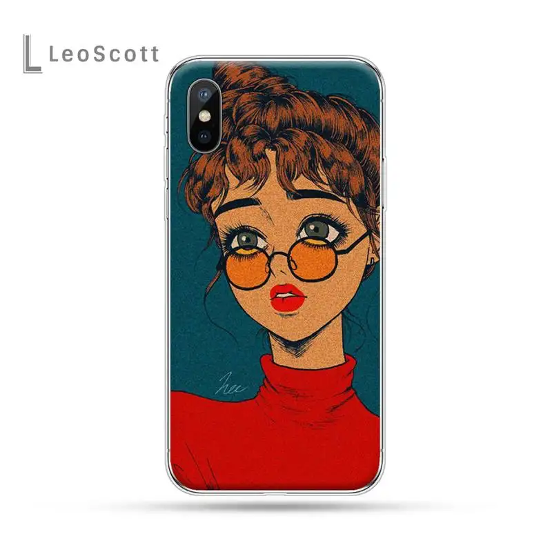 

Kawaii Japanese Anime illustration Girl Phone Case For iphone 12 5 5s 5c se 6 6s 7 8 plus x xs xr 11 pro max