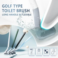 golf shape silicone toilet brushes long handle toilet cleaning brush bendable brush head clean without dead ends for bathroom