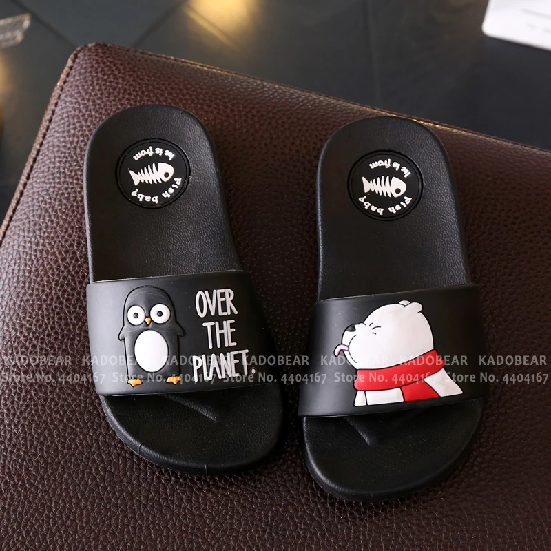 Шлепанцы детские с мультяшным медведем летние домашние тапочки для маленьких