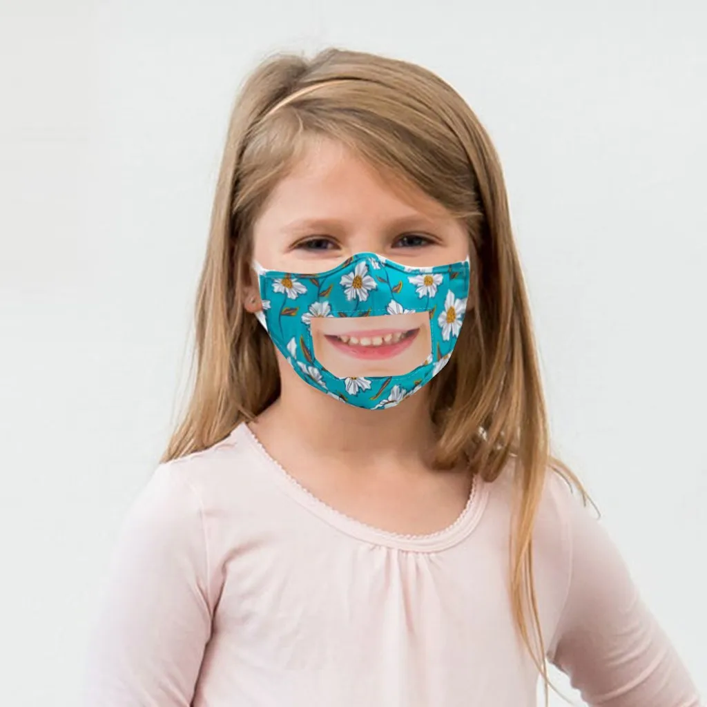 Детские Модные маски с цветочным принтом прозрачная видимая маска для губ глухих