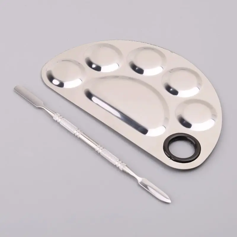 

Stainless Steel Watercolor Paint Palette Tray Mixing Rod Spatula Set For Nail Art School Supplies Oil Painting Makeup Tools