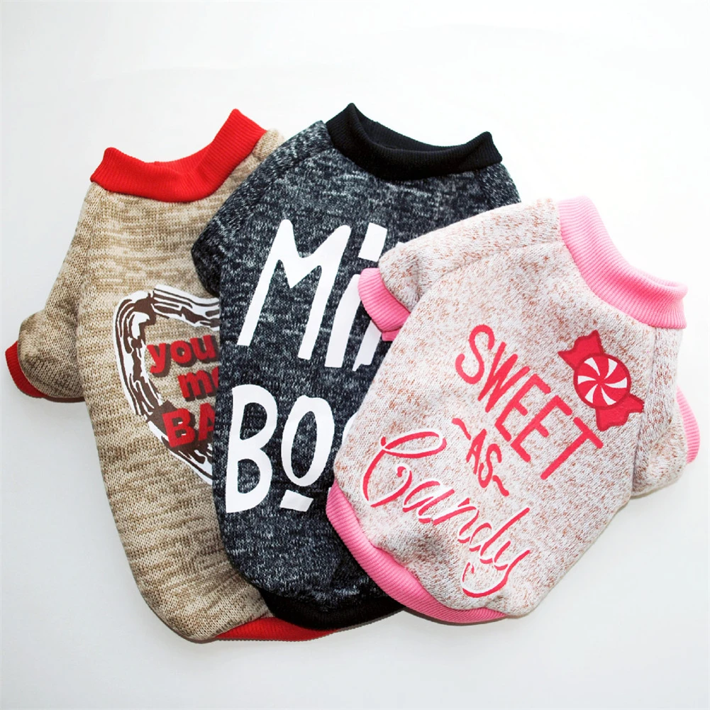 

Autumn Winter Warm Cute Dog Clothes Short Sleeve Coat Creative Letter Costume Sweatshirt Small Medium Dog Clothes High Quality