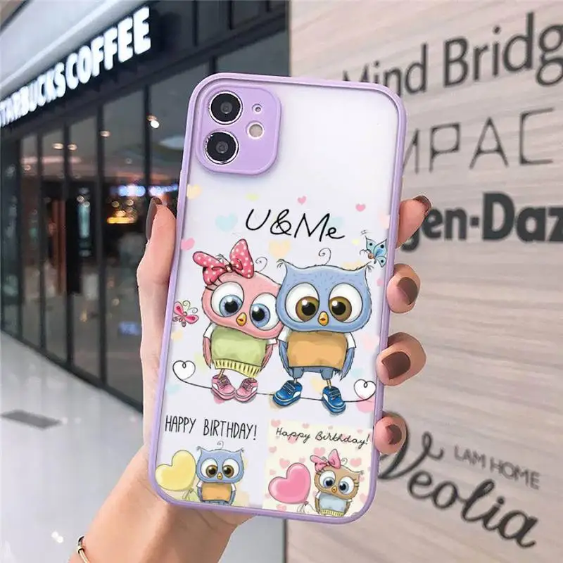 

cute Owl Lover Cartoon Phone Cases Matte For iPhone 12 Mini 11 Pro XR XS Max 7 8 Plus X Hard PC Back Cover