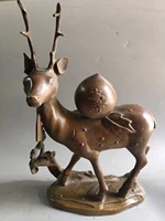 antique brass deer back peach statue small ornaments decoration recycled old objects carved home miniature model ancient history