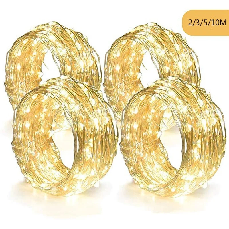 

2m/3m/5m/10m Battery/USB LED String Lights for Xmas Garland Lamp Party Wedding Decoration Christmas Tree LED Fairy Lights