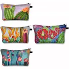 Косметичка с забавным рисунком кактуса, женские косметички, женская косметичка на молнии, органайзер для туалетных принадлежностей, подарок