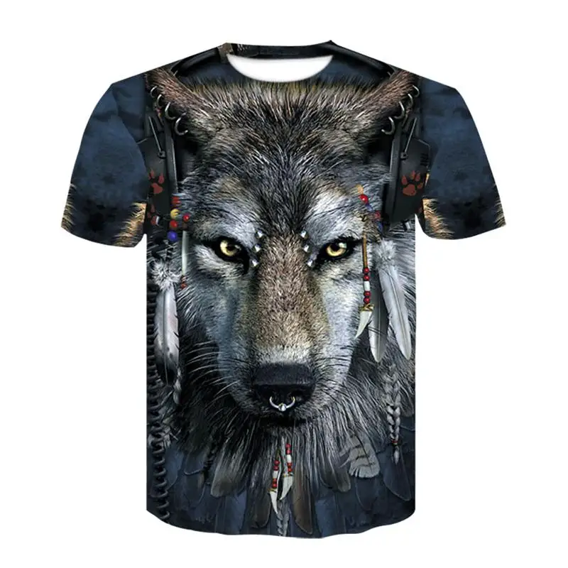 

2021 Wolf Graphic T Shirts Tee Men Clothing Animal Camisetas Tops Ropa Hombre Streetwear Camisa Masculina Verano Roupas Koszulki