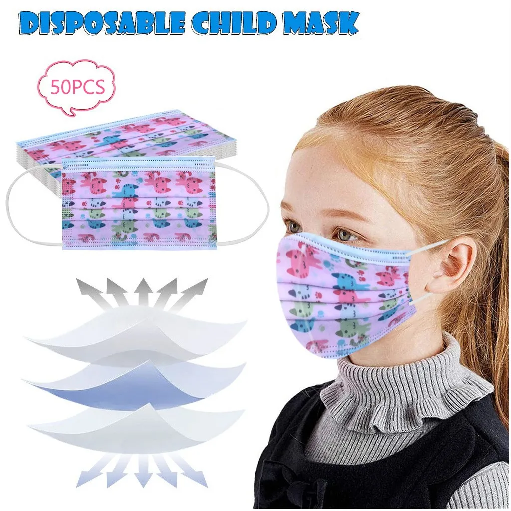 

Детская уличная защита, одноразовая Милая фиолетовая маска с принтом медведя, дышащая Пылезащитная маска для лица, 3 слоя, Earloop Mascarilla 4