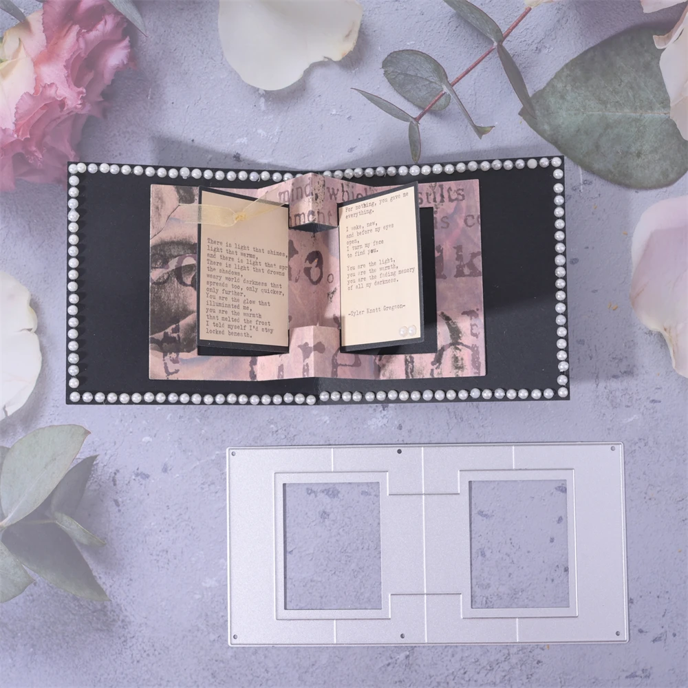 

InLoveArts Slider Card Frame Metal Cutting Dies For Scrapbooking Stencils DIY Paper Album Cards Making Embossing Folder Die Cuts