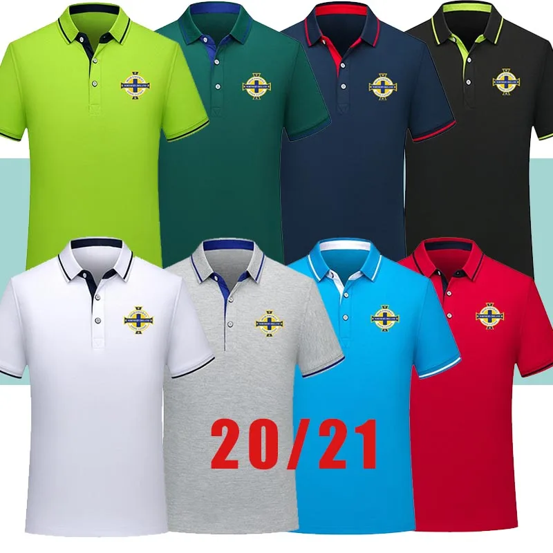 

20 21 Northern Ireland National Team Men Soccer Polo Shirt Football Short Sleeve Polos Fashion Sport Training Polo's Football So