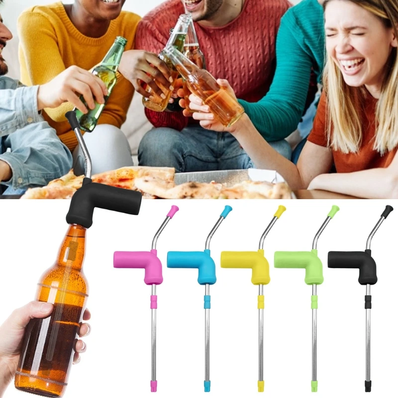 

Creative Long Beer Snorkel Straw Stainless Steel Drinking Bong Funnel Beer Chug Snorkel for Games Wine Home Party Home 와인