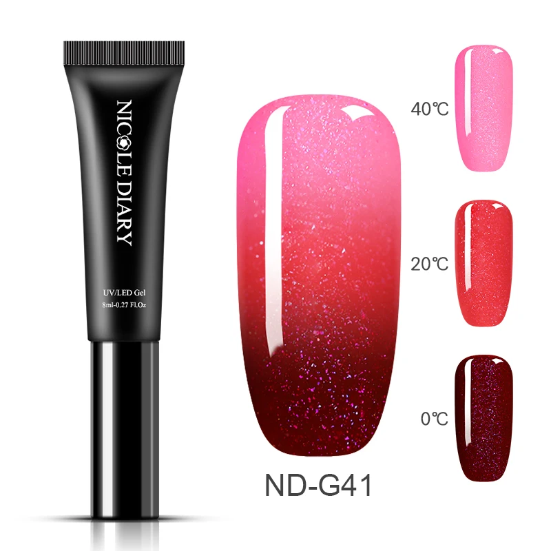 ND-G41 NICOLE DIARY, розовое золото, гель для ногтей, блестящий Светодиодный УФ-гель, для маникюра, блестки, отмачиваемый Гель-лак для ногтей, Полупостоянный Гель-лак - Цвет: ND-G41