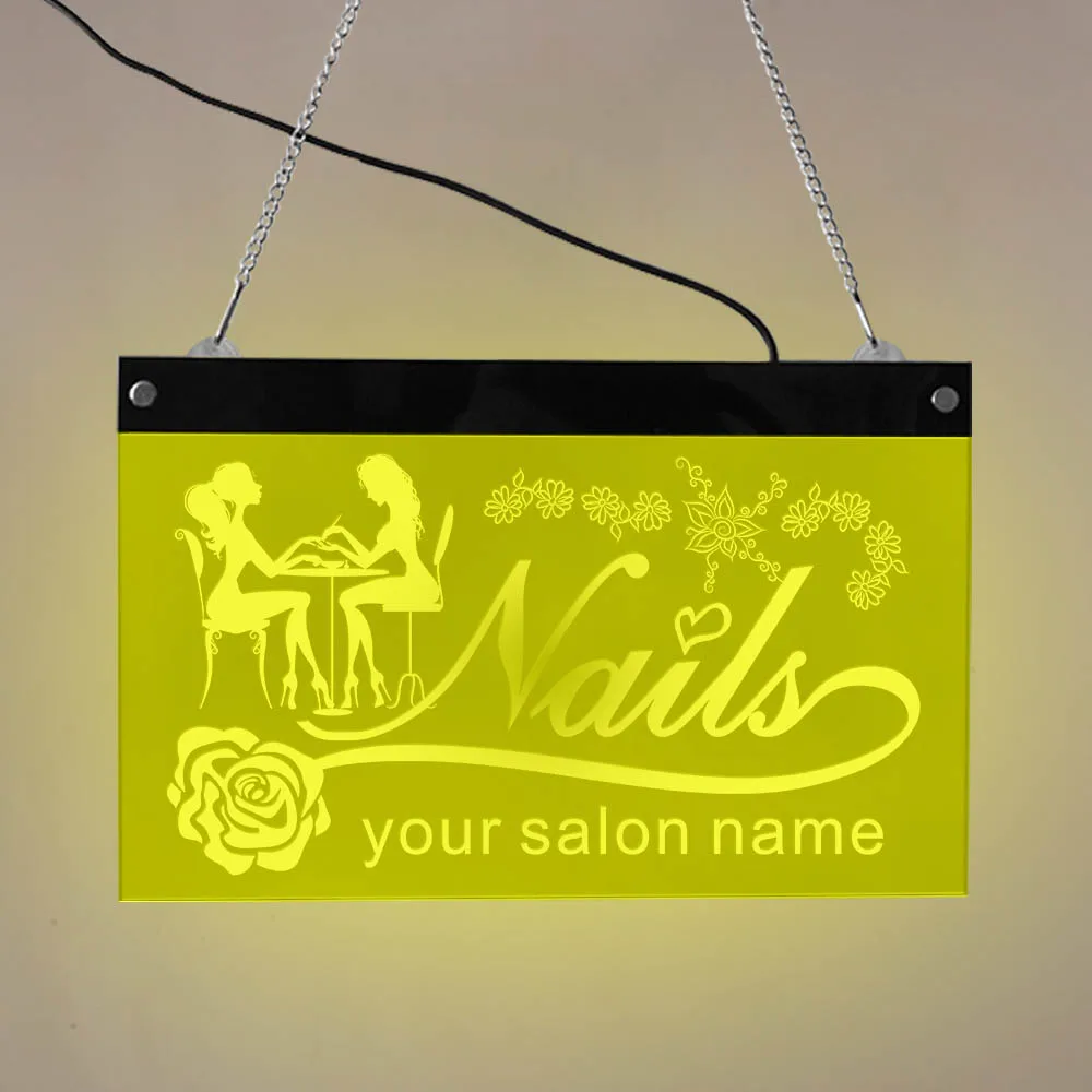 Индивидуальное название салона красоты подвесная акриловая доска светодиодная