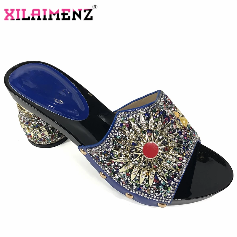 Новинка босоножки на высоком каблуке ярко-синего цвета итальянский дизайн