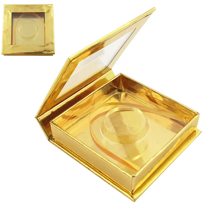 

Wholesale False Eyelash Packaging Square Gold Glitter Box Lash Boxe Custom Logo Private Name Eyelashes Package Cosmetic Case