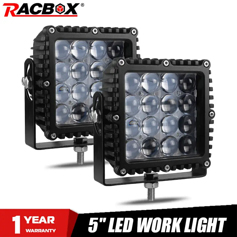 Светодиодный рабочий светильник Racbox 2 шт. 5 дюймов квадратный прожектор точечный