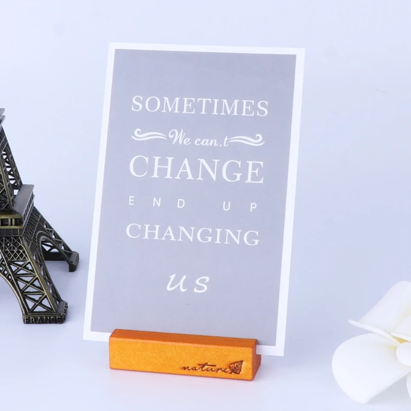 Натуральное дерево блок скрепки для бумаги фото держатель карт зажим Настольный