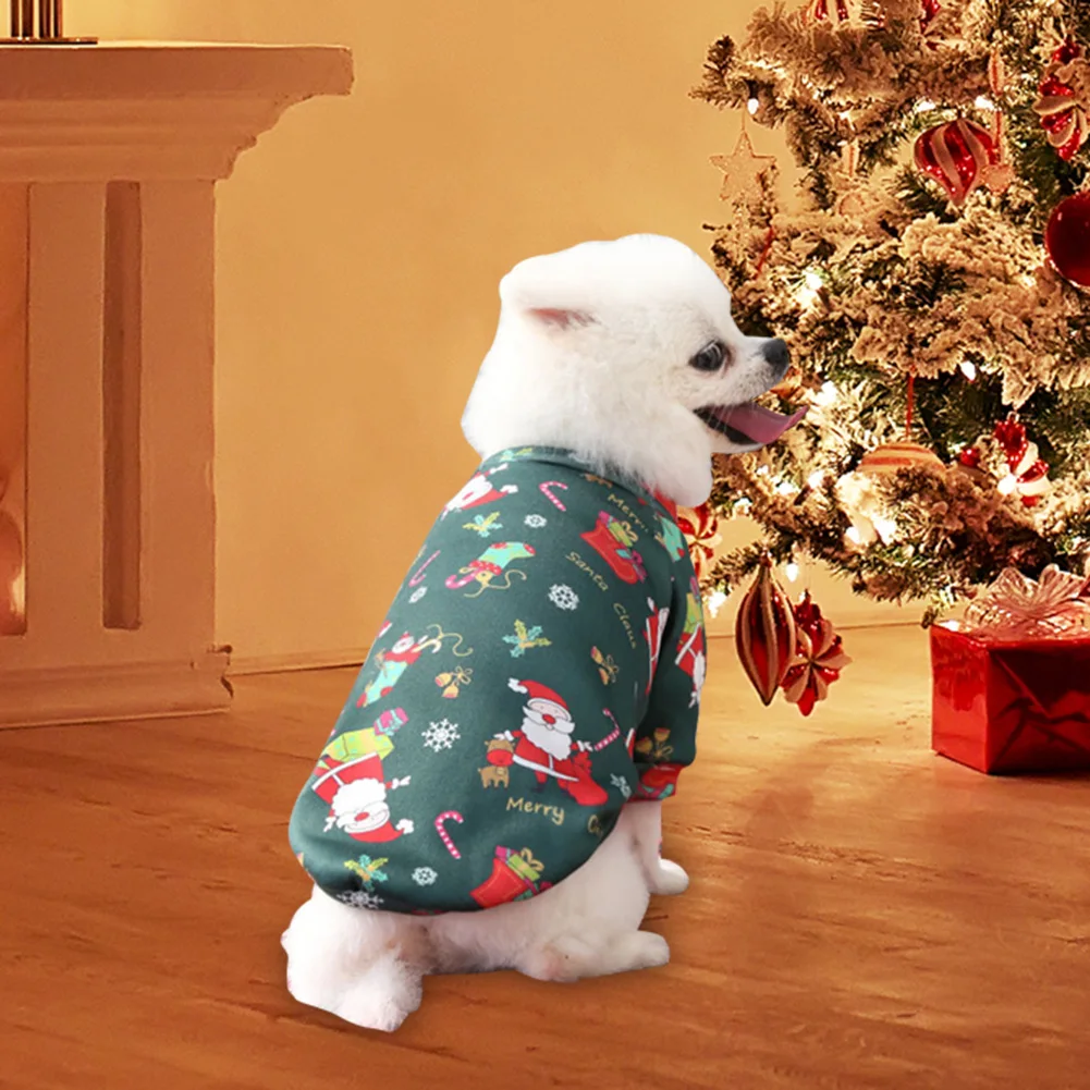 Warm Dog Clothes Christmas Print Puppy Jacket Winter Pet Outfits Supplies Sweater Small Dogs | Дом и сад