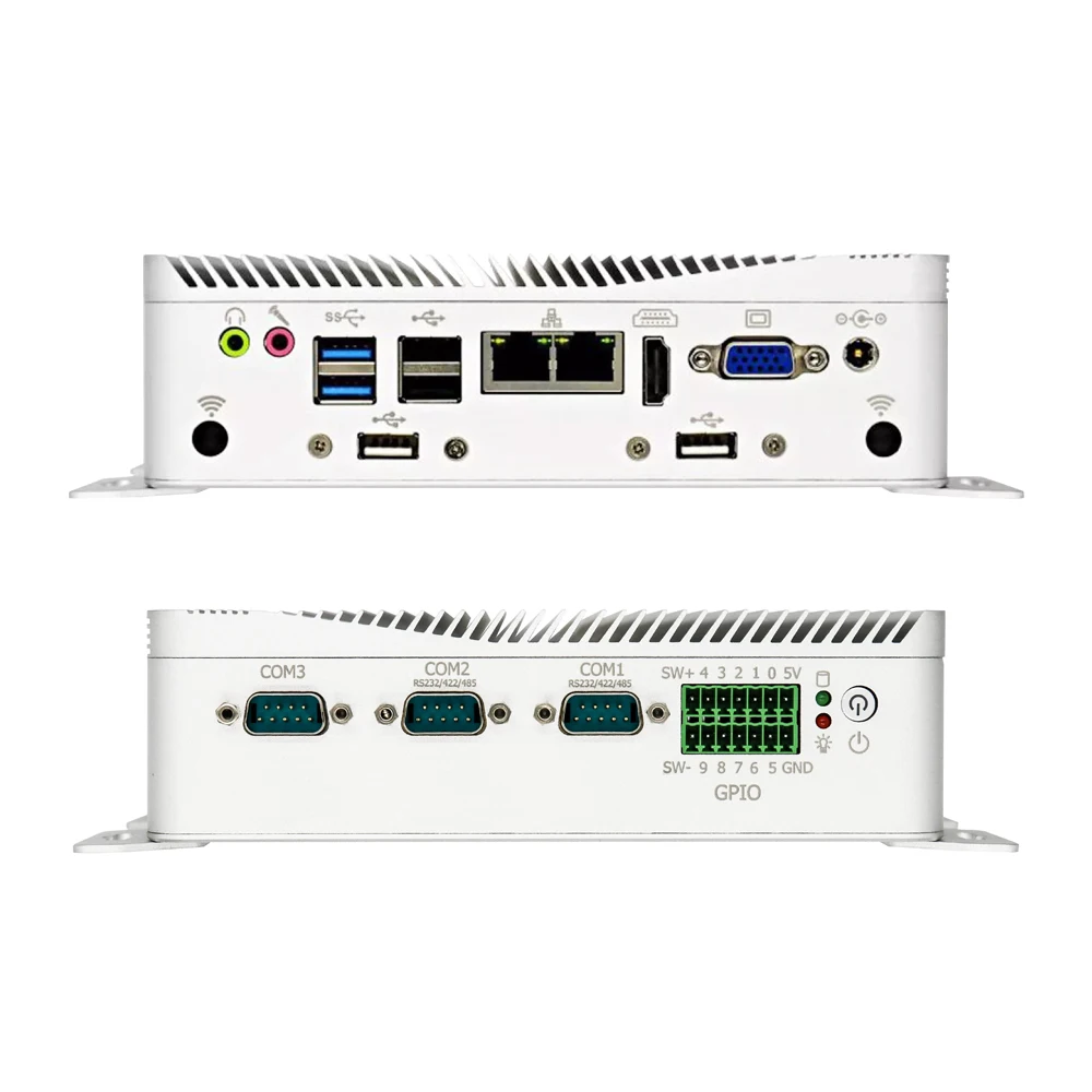 Безвентиляторный промышленный мини компьютер IPC Intel J1900 четырехъядерный 7x24 часа 2