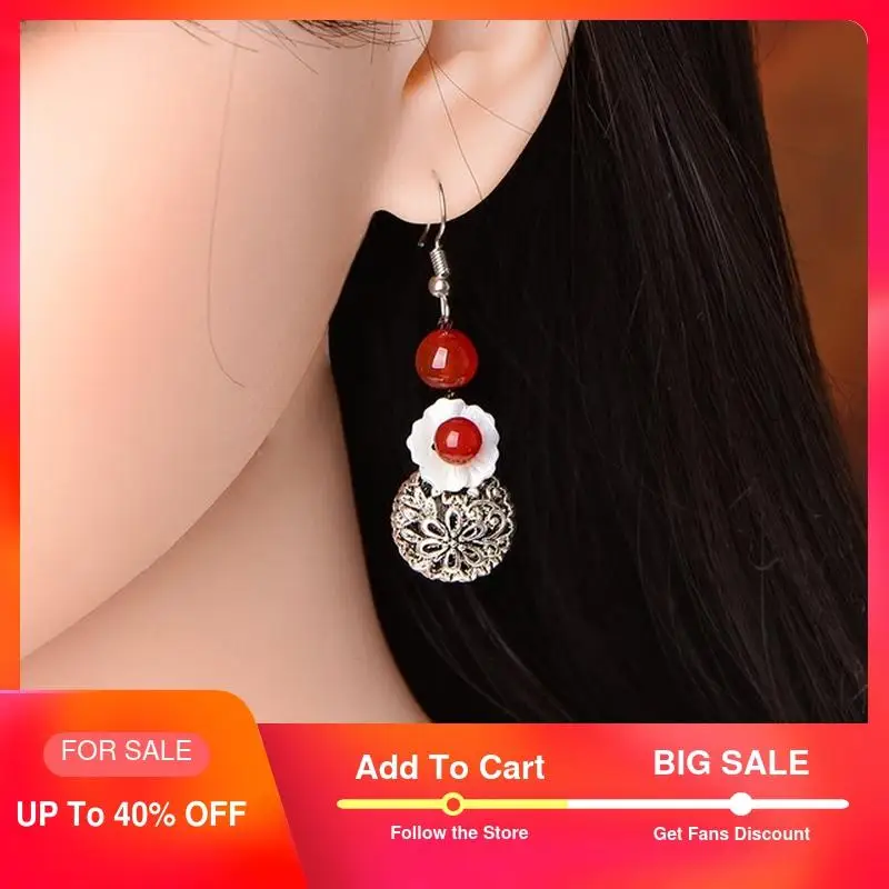 

Dangle Earrings Hanging Women Trendy Tibetan Silver Drop Earrings Shell Flower Geometric Hook Earrings 2019 Fashion Jewelry