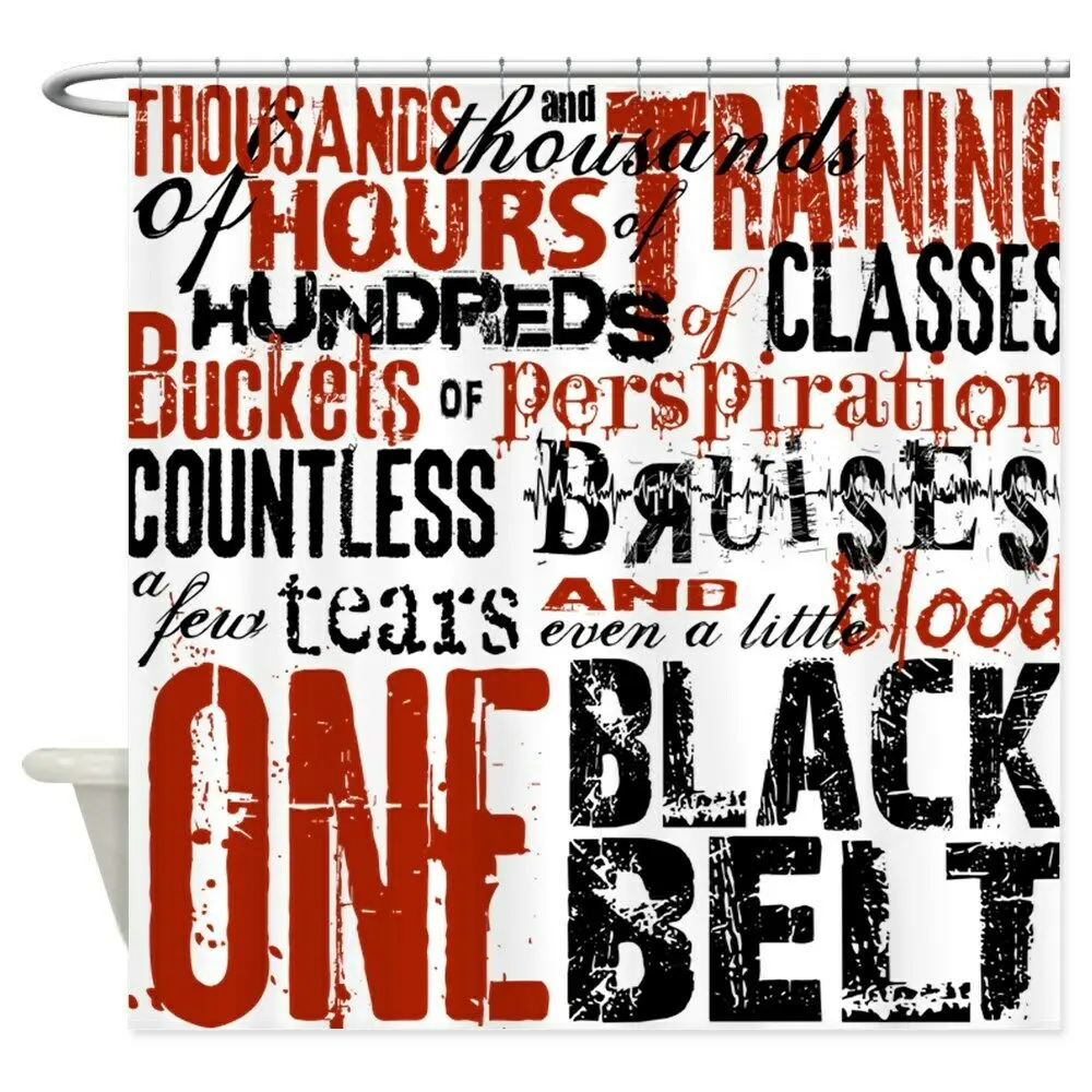 

Unique Custom ONE BLACK BELT Decorative Fabric Shower Curtain