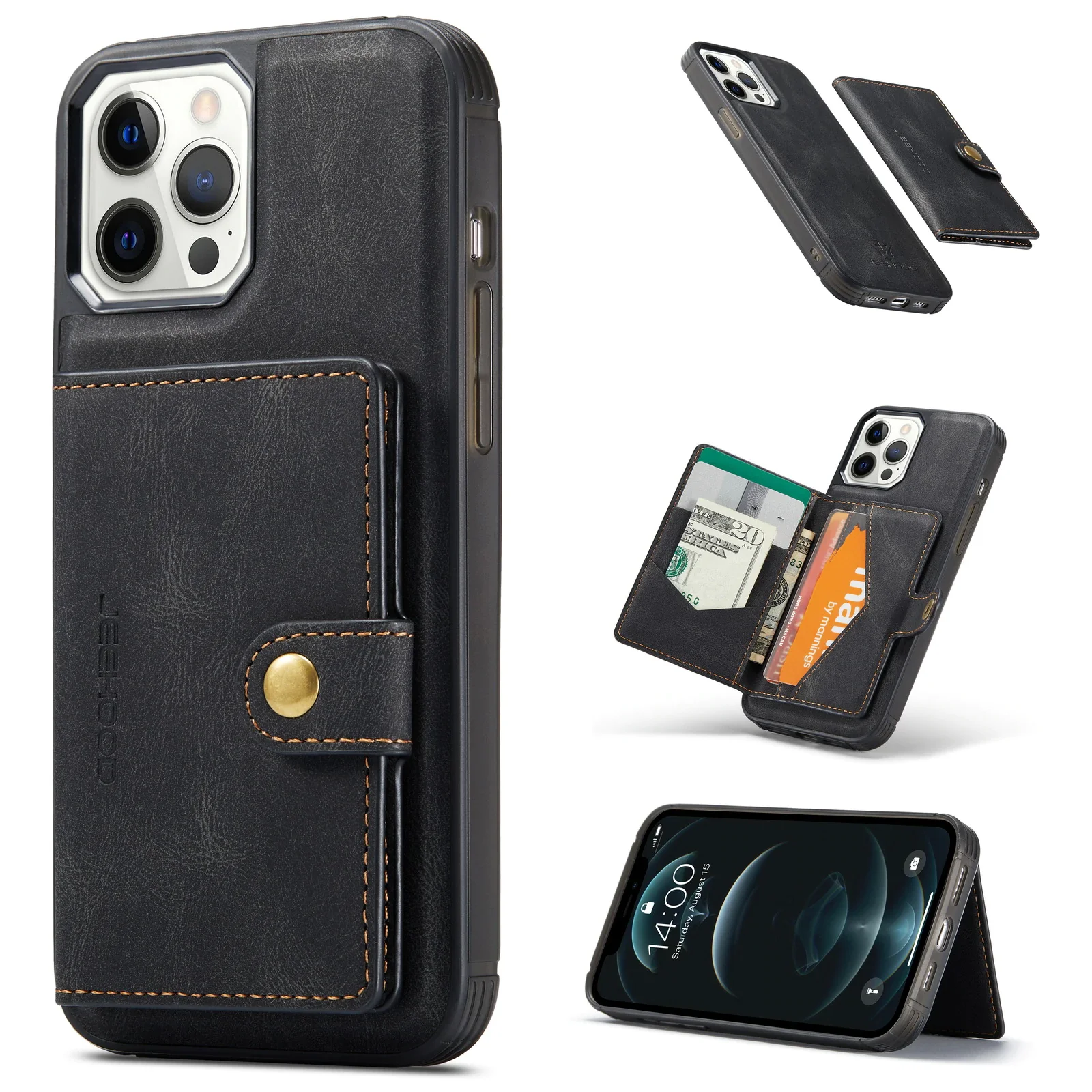 

Leather Wallet Card Solt Bag Magnetic Case For iPhone 13 12 Mini Pro Max 11 Pro Max 8 7Plus Xr Xs Max X Stand Holder Cover