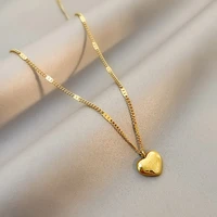 titanium steel gold heart necklace plating small love heart necklaces for women snake chain pendant necklace party jewelry gift