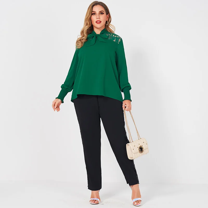 

MakFound 2021 Women Black Pencil Pants Plus Size Elastic Waist Plus Size Sequin Panel Solid Slim Large Casual Trousers 3XL 4XL