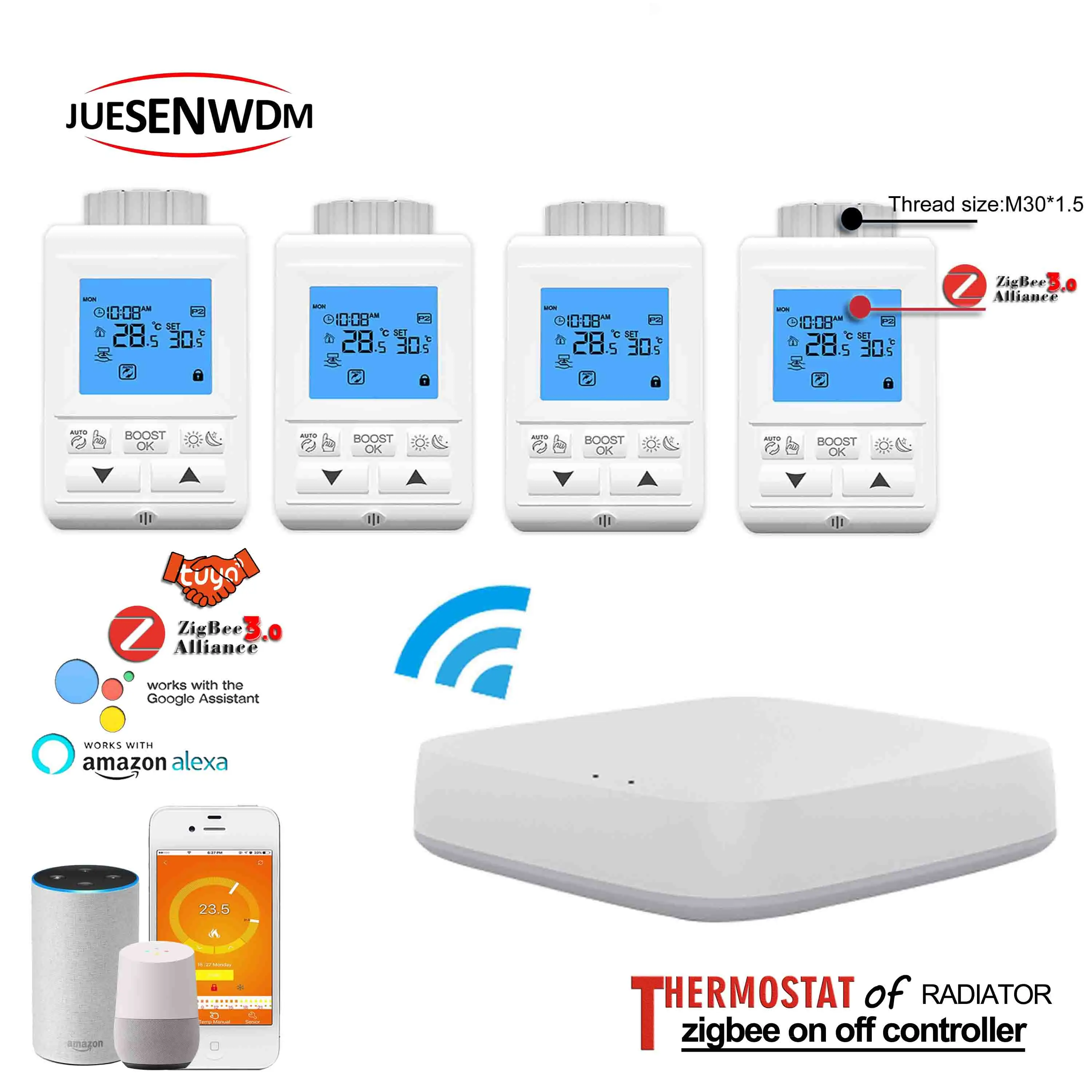 Умный термостатический радиатор термостат с подогревом Wi Fi ZigBee для шлюза TUYA Gateway