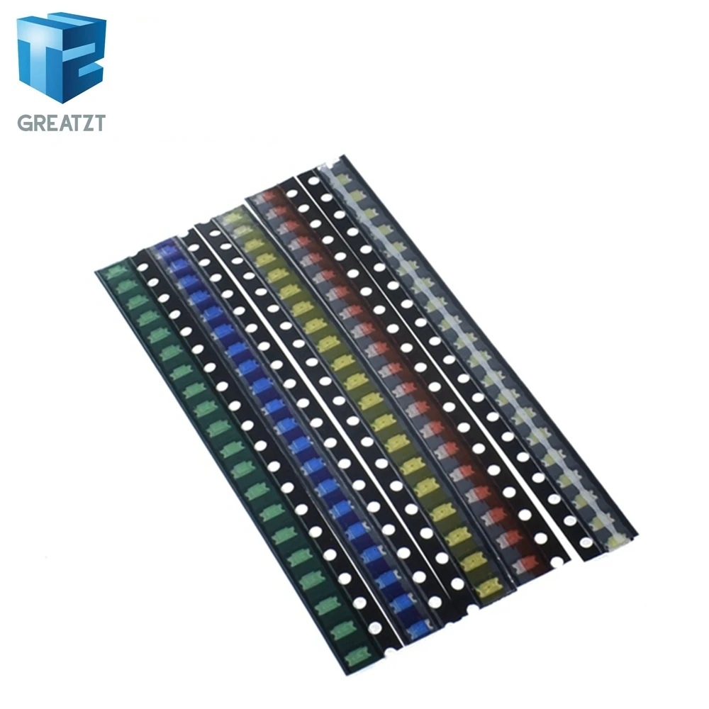 100 шт. = 5 цветов x 20 штук 5050 5730 1210 1206 0805 0603 светодиодный Диод ассортимент SMD светодиодный Диод комплект зеленый/красный/белый/синий/желтый