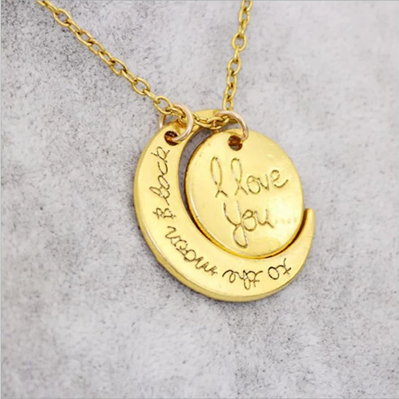 Подвеска в виде Солнца и Луны с надписью I LOVE YOU серебристого цвета золотистого