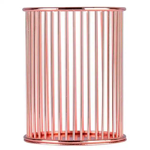 Rose Gold Розовое золото Проволочная Сетка карандаш держатель круглая железная сетка Ручка чашка канцелярские принадлежности Органайзер стол сортировщик для офиса дома школы - Цвет: Rose Gold