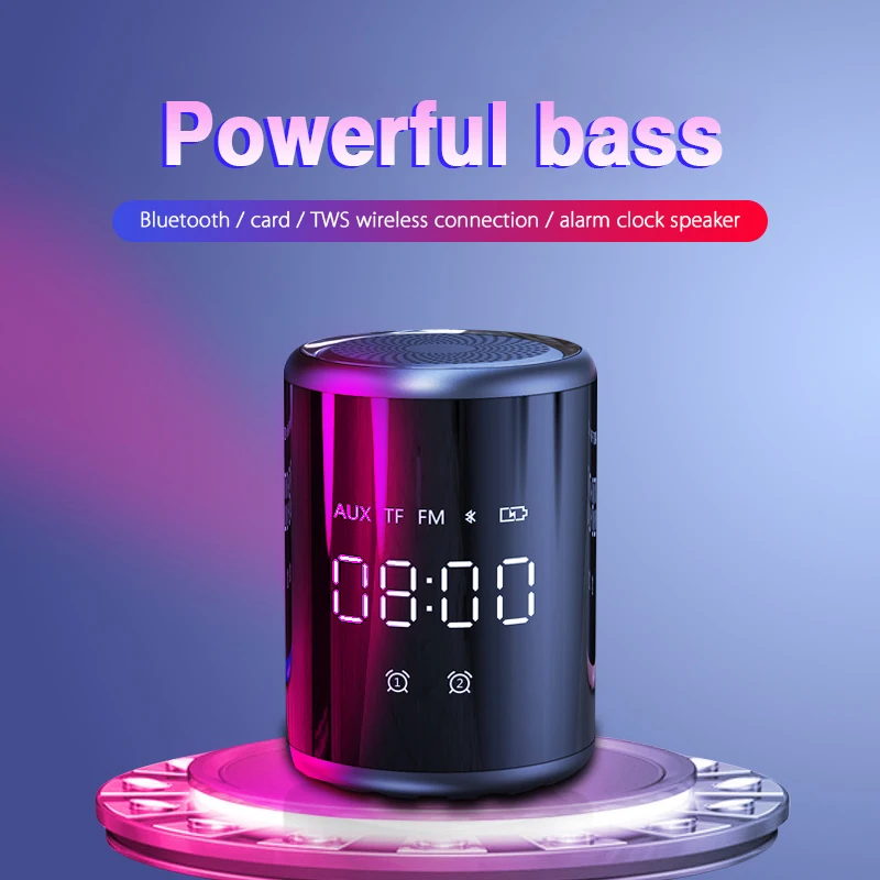 Caridite A18 Bluetooth dual alarm clock speaker portable FM radio subwoofer support TF card the best gift Christmas present | Электроника