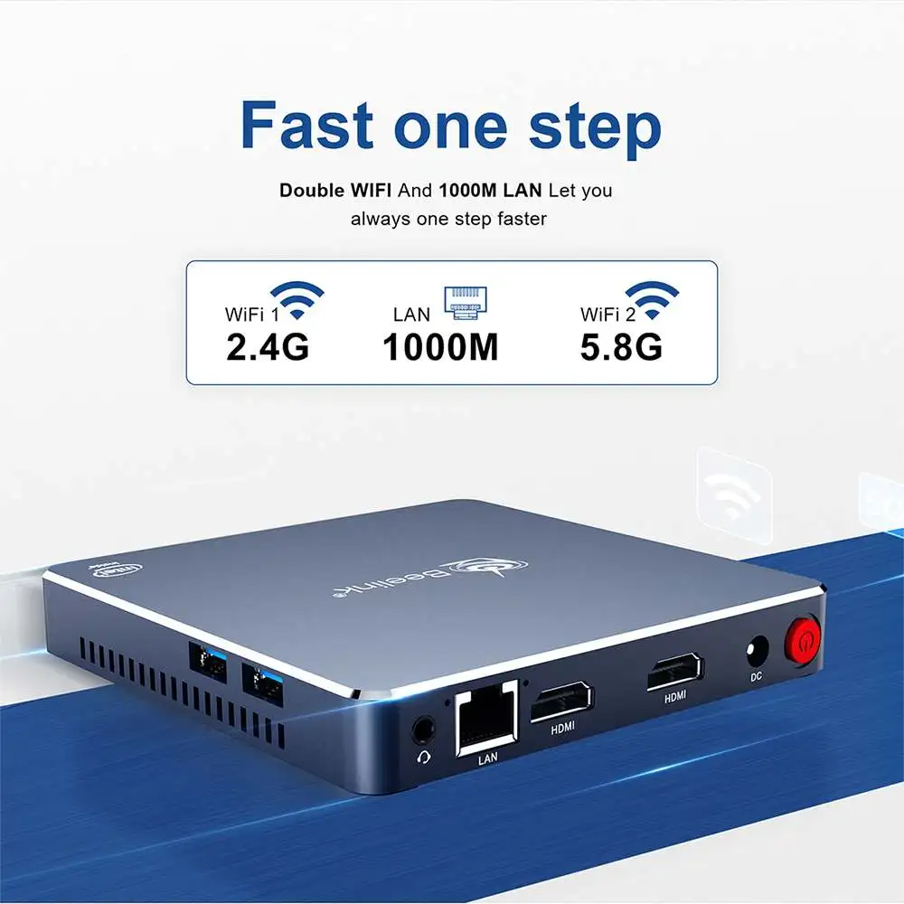 Мини ПК Beelink Gemini M ТВ приставка компьютер двойной 2 HD Windows 10 4 ГБ 8 J4125 Intel Lake Refresh 1000M LAN