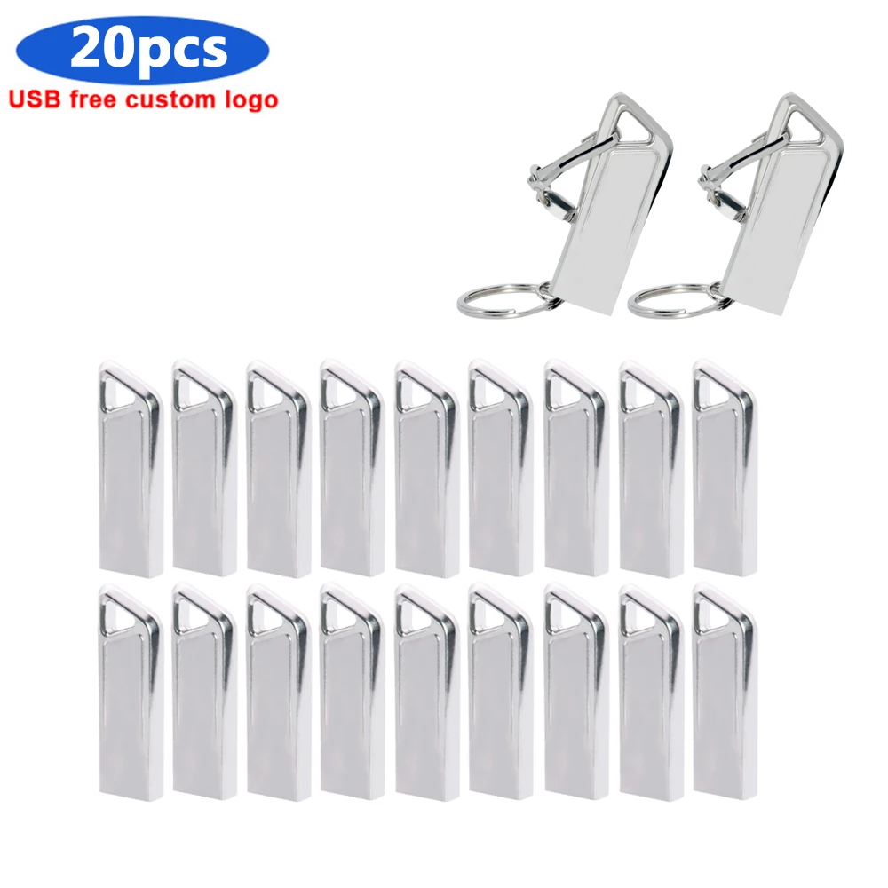 

20pcs/lot Metal Flash Drive Pendrive 32GB 16GB 8GB 4GB Memory Stick 64GB USB 2.0 USB Creative U Disk Gift Memory Card