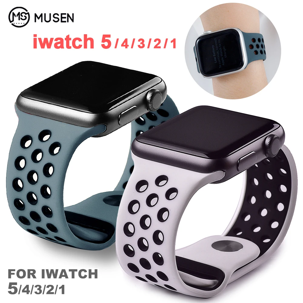 Мягкий силиконовый сменный спортивный ремешок для Apple Watch, 38 мм, 40 мм, серия 1, 2, 3, 4, 5, 42 мм, 44 мм, браслет на запястье, ремешок для iWatch Sports